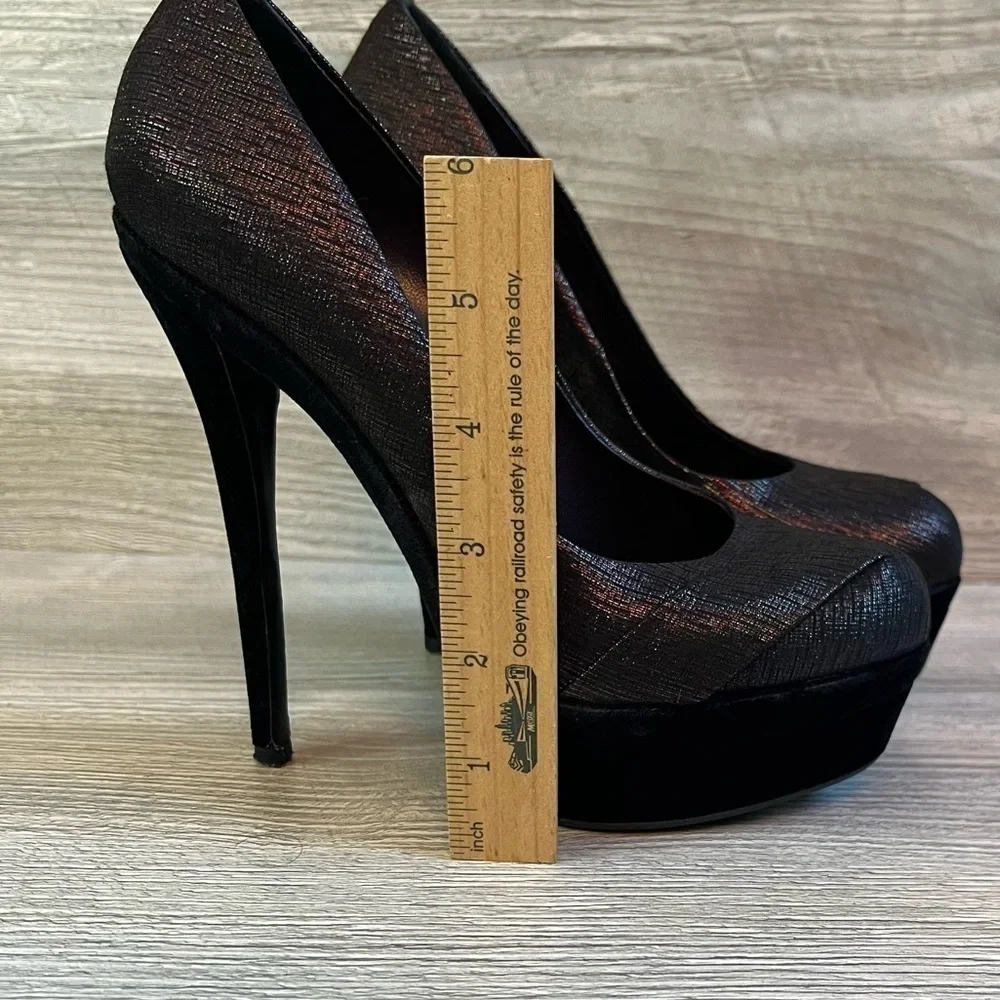 RODO + Talbot Runhof platform velvet and metallic sheen high heel stilettos sz 6